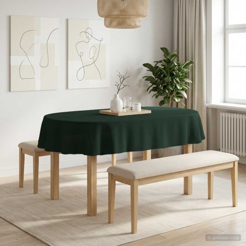Плат за маса Овална Тъмнозелено 130 x 220 см Полиестер