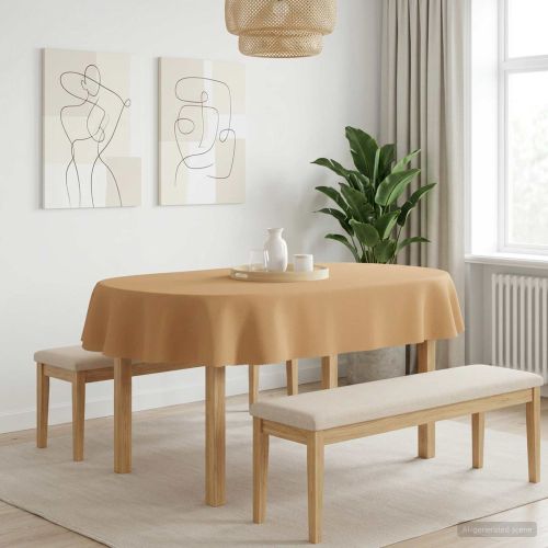 Плат за маса Овална Бежово 160 x 220 cm Полиестер