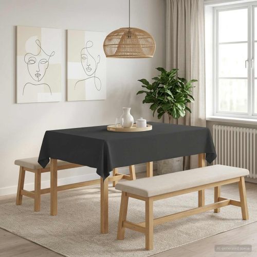 Плат за маса Правоъгълна Тъмносиво 140 x 160 cm