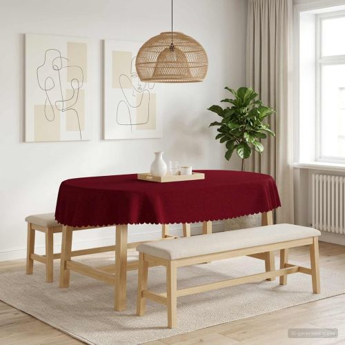Плат за маса 5 бр. Овална Виненочервен 130 x 220 см
