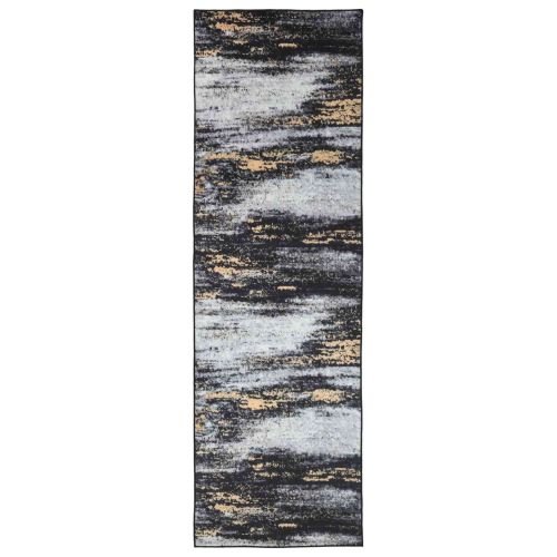 Каса за килим LESAKA Черен и златен 80 x 250 cm Диамантен велур
