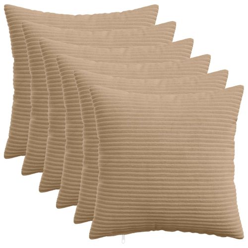 Калъфка за възглавница 6 pcs HEERLEN Кафяво 50 x 50 cm кордурой