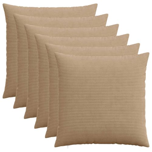 Калъфка за възглавница 6 pcs HEERLEN Кафяво 70 x 70 cm кордурой