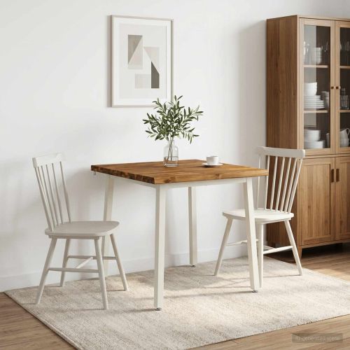 90 x 90 x 75 cm Солидно акациево дърво Естествено и бяло
