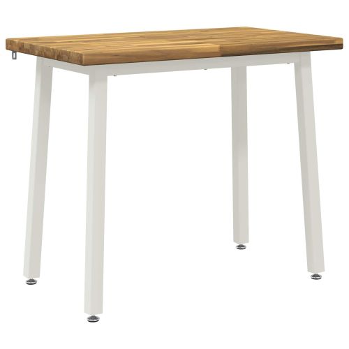 110 x 55 x 75 cm Солидно акациево дърво Бяло Правоъгълна