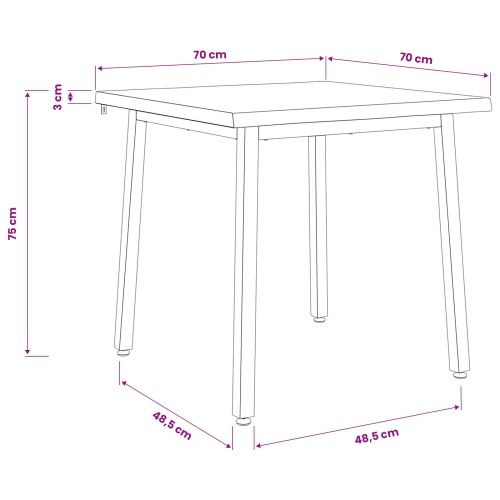 70 x 70 x 75 cm Солидно акациево дърво Естествено и бяло
