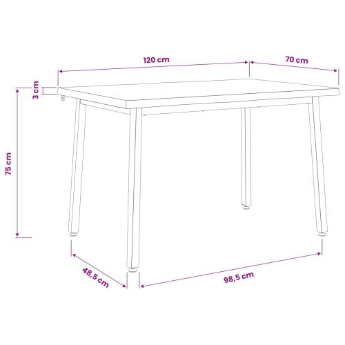 120 x 70 x 75 cm Солидно акациево дърво Тъмно кафяво и черно