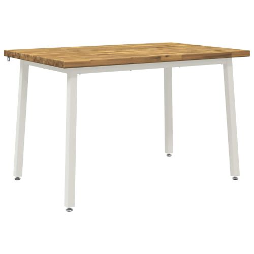 120 x 70 x 75 cm Солидно акациево дърво Бяло Правоъгълна