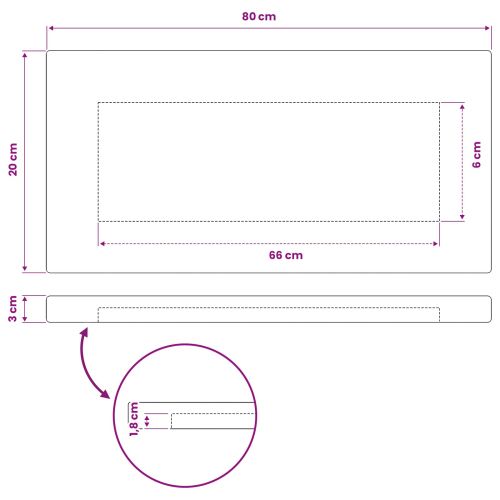 Правоъгълен плот за маса 90 x 50 x 3,5 см Правоъгълна