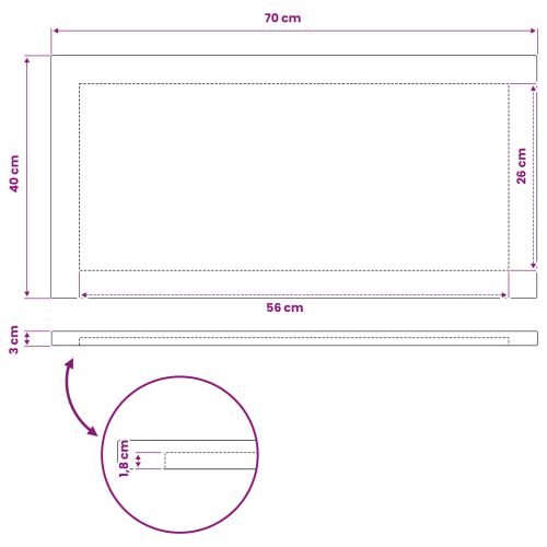 Правоъгълен плот за маса 90 x 50 x 3,5 см Правоъгълна