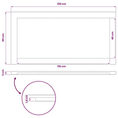Правоъгълен плот за маса 90 x 50 x 3,5 см Правоъгълна