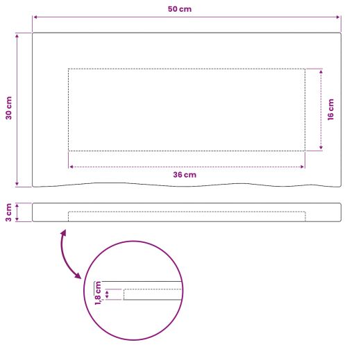 Правоъгълен плот за маса 90 x 50 x 3,5 см Правоъгълна