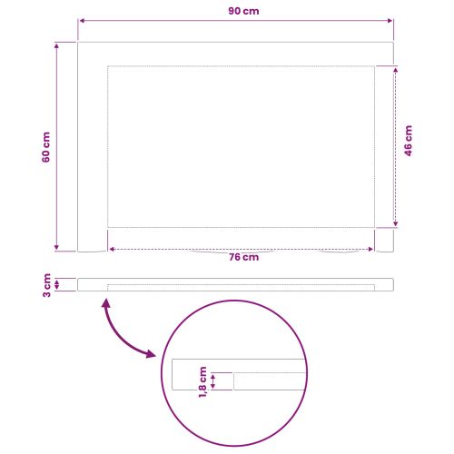 Правоъгълен плот за маса 90 x 50 x 3,5 см Правоъгълна