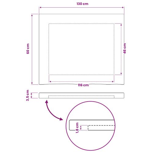Правоъгълен плот за маса 90 x 50 x 3,5 см Правоъгълна