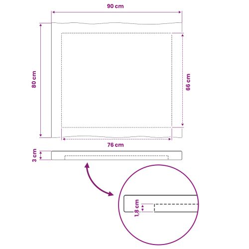 Правоъгълен плот за маса 90 x 50 x 3,5 см Правоъгълна