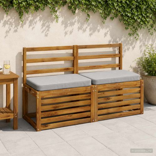 Калъфи за пейки, 2 части VUGHT 2 pcs 100% полиестер Сиво