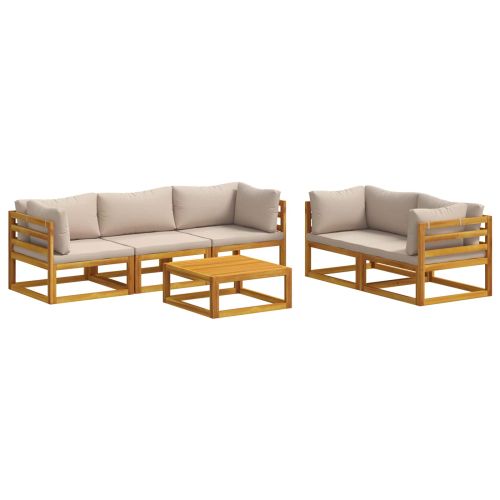 Комплект дивани 6 бр. Натурално Солидно акациево дърво