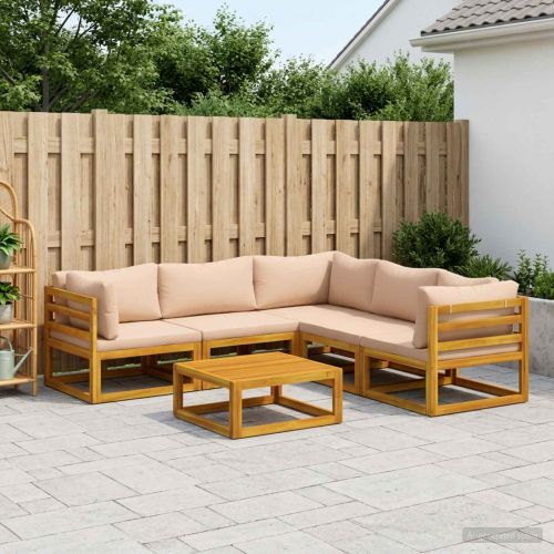 Комплект дивани 6 бр. Натурално Солидно акациево дърво