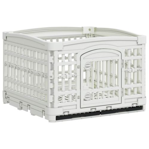 Игрална оградка за кучета с 4 панели 122 x 106,5 x 82 см Бяло