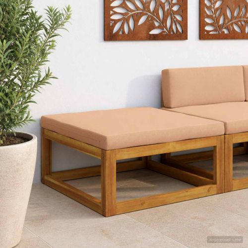 Модулна табуретка с възглавници Солидно акациево дърво