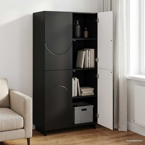Висок шкаф Черно 79 x 41 x 151 см Инженерна дървесина