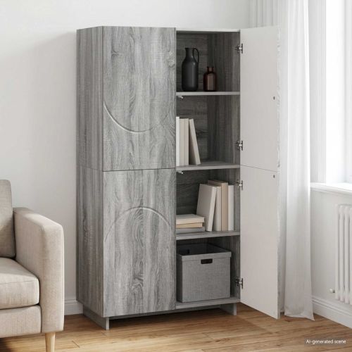Висок шкаф Сив Сонома 79 x 41 x 151 см Инженерна дървесина