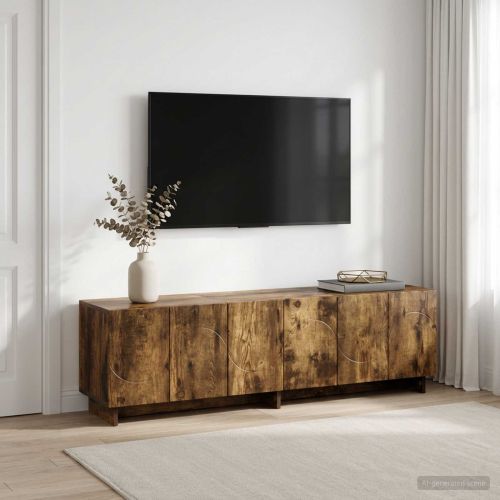 ТВ стойка 140 x 34,5 x 40 см Опушен дъб Инженерна дървесина