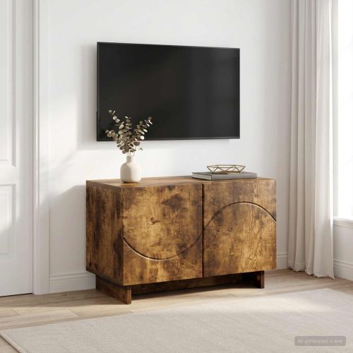 ТВ стойка 60 x 34.5 x 40 cm Опушен дъб Инженерна дървесина
