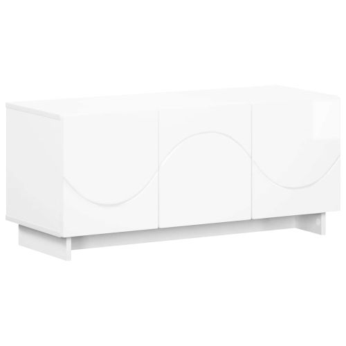 ТВ стойка 90 x 34.5 x 40 cm Бял гланц Инженерна дървесина