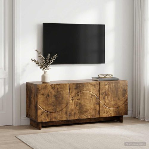 ТВ стойка 90 x 34.5 x 40 cm Опушен дъб Инженерна дървесина