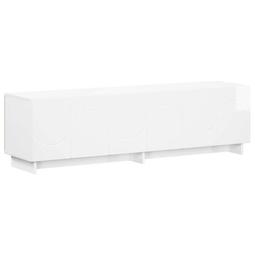 ТВ стойка 140 x 34,5 x 40 см Бял гланц Инженерна дървесина