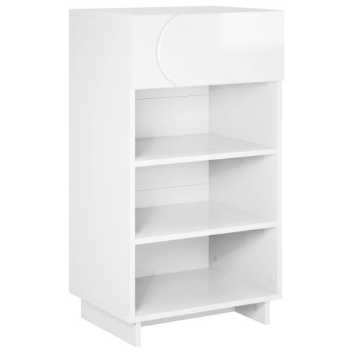 Шкаф за обувки 48 x 38 x 87,5 см Инженерно дърво Бял гланц