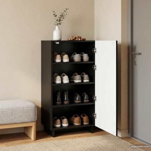 Шкаф за обувки 48 x 38 x 87,5 см Инженерно дърво Черно