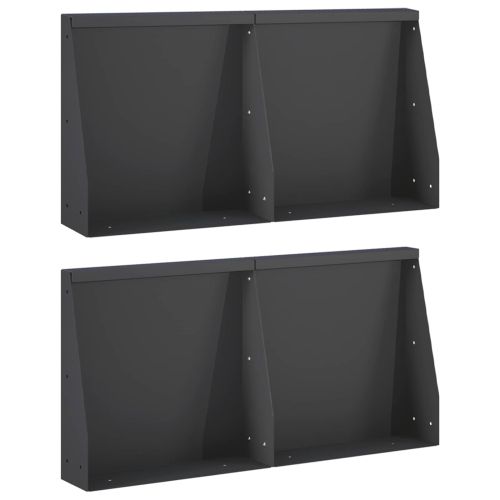 Задържащи стени 4 бр. 40 x 12 x 50 см Стомана Черно