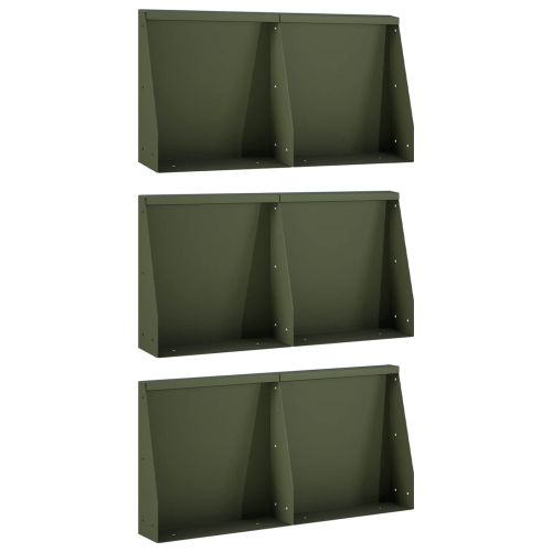 Задържащи стени 6 бр. 40 x 12 x 30 см Стомана Маслиненозелено