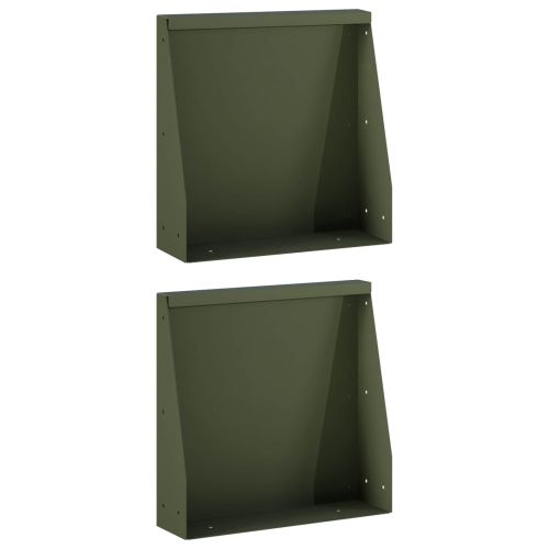 Задържащи стени 2 бр. 40 x 12 x 30 см Стомана Маслиненозелено