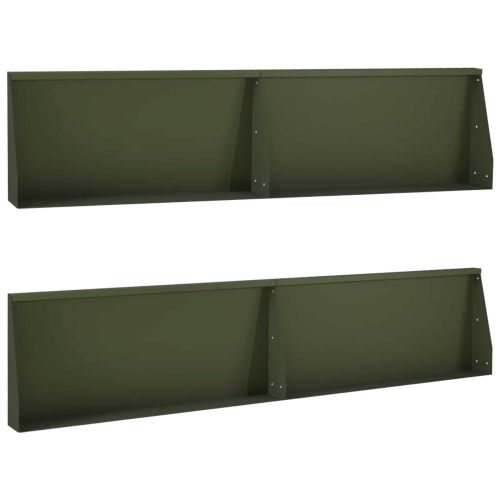 Задържащи стени 4 бр. 100 x 12 x 40 см Стомана Маслиненозелено