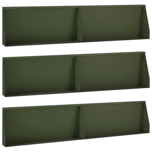 Задържащи стени 6 бр. 100 x 12 x 50 см Стомана Маслиненозелено