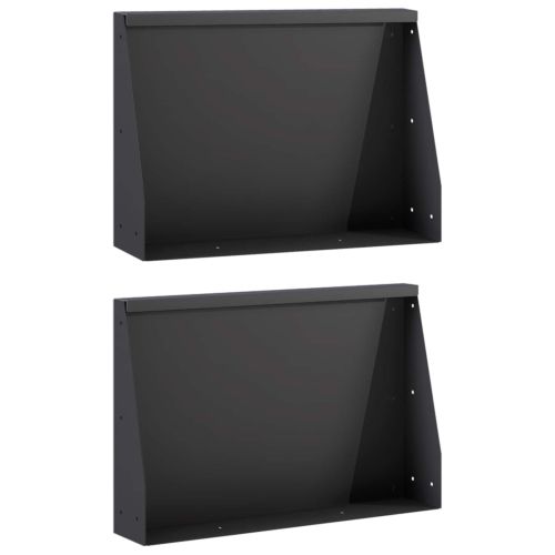 Задържащи стени 2 бр. 60 x 12 x 30 см Стомана Черно