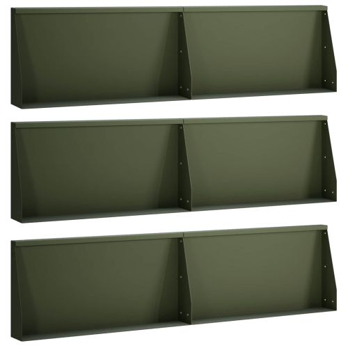 Задържащи стени 6 бр. 80 x 12 x 40 см Стомана Маслиненозелено