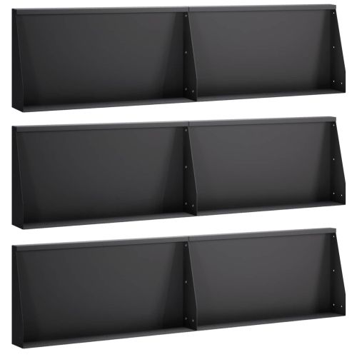 Задържащи стени 6 бр. 80 x 12 x 50 см Стомана Черно