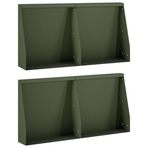 Задържащи стени 4 бр. 40 x 12 x 50 см Стомана Маслиненозелено