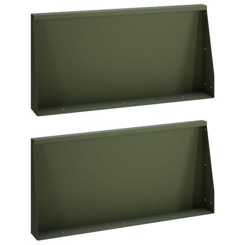 Задържащи стени 2 бр. 80 x 12 x 40 см Стомана Маслиненозелено