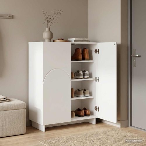 Шкаф за обувки 73 x 38 x 87,5 см Инженерна дървесина Бяло