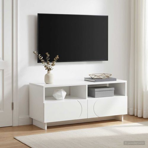 ТВ стойка 90 x 34.5 x 40 cm Бяло Инженерна дървесина