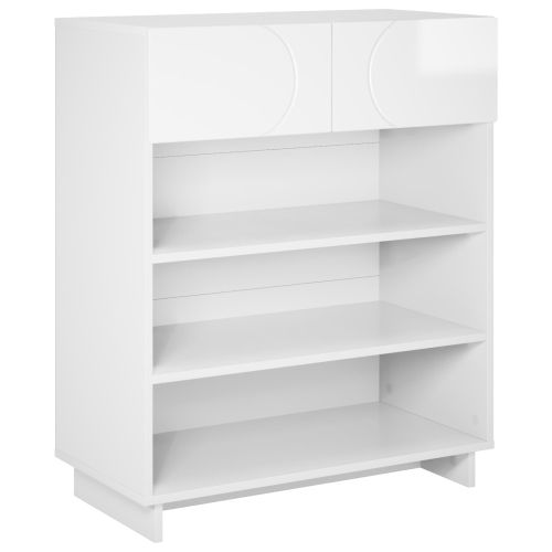 Шкаф за обувки 73 x 38 x 87,5 см Инженерно дърво Бял гланц