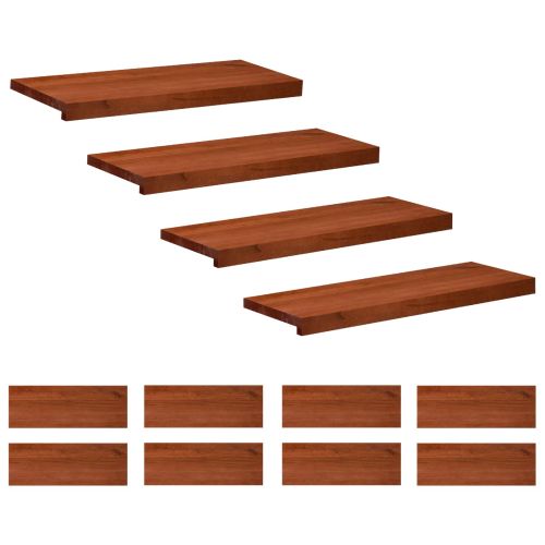 Стъпала за стълби 12 бр. 80 x 30 x 2 cm Кафяво Солидно бук