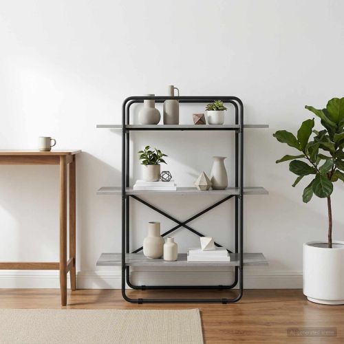 Рафт за книги 3 нива 100 x 35 x 105 см PB Сив Сонома