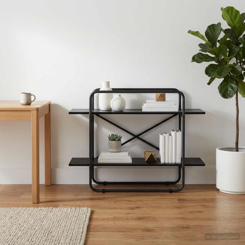 Рафт за книги 2 нива 100 x 35 x 70 см PB Черен дъб