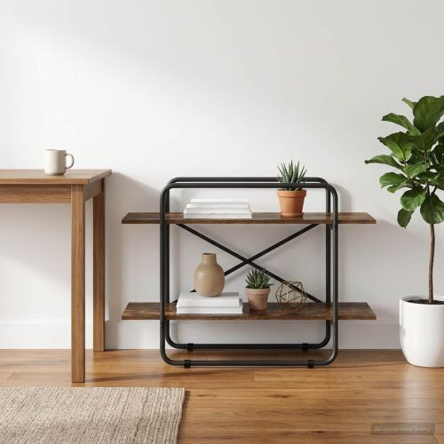 Рафт за книги 2 нива 100 x 35 x 70 см PB Опушен дъб